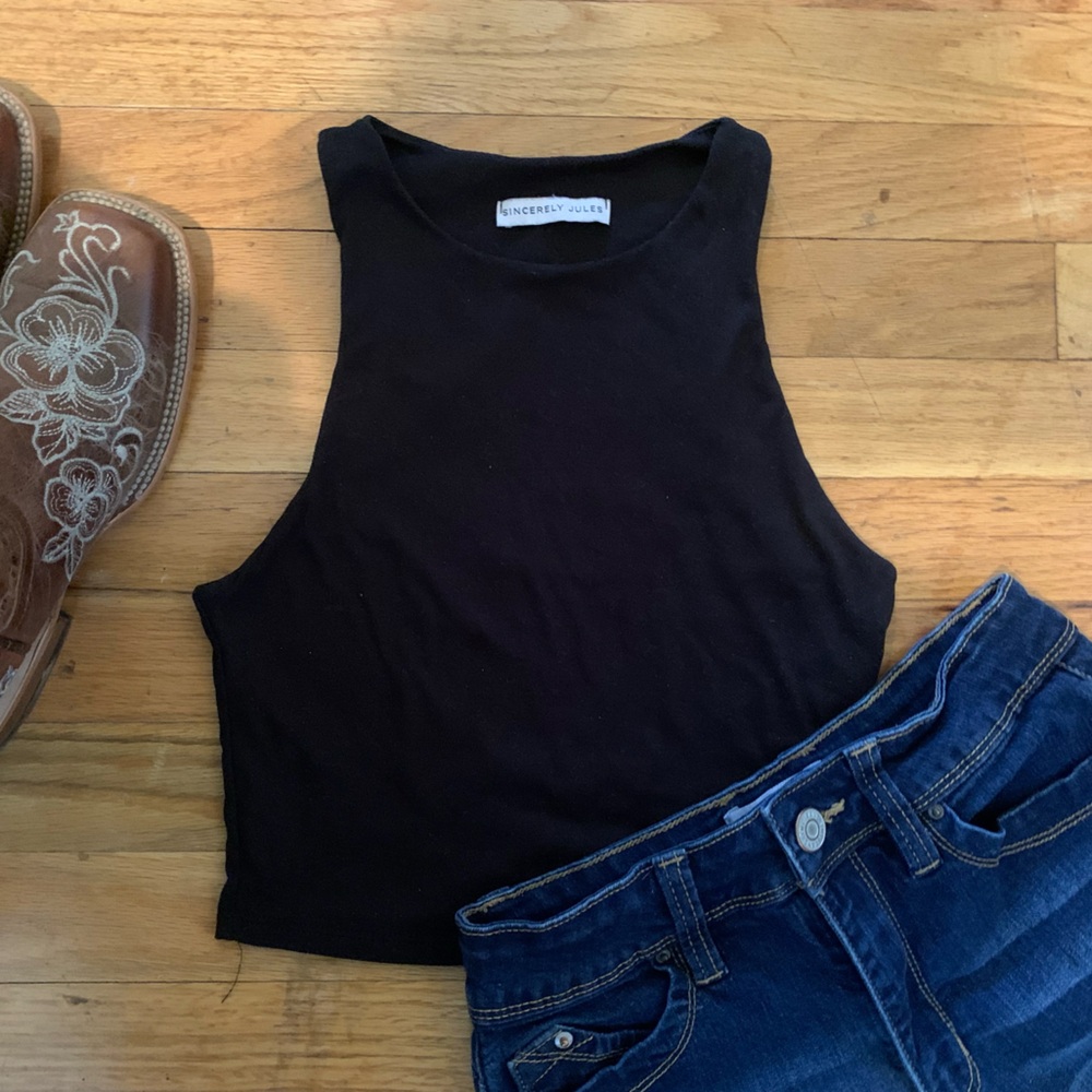 Soft Black High Neck Top